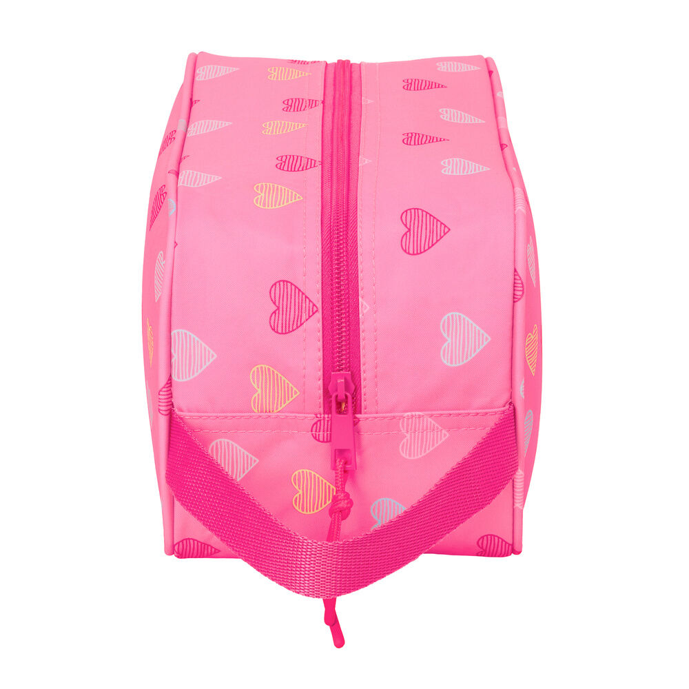 Zapatillero Heart Benetton rosa con estampado de corazones y asa lateral - 3