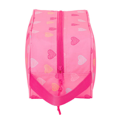 Zapatillero Heart Benetton rosa con estampado de corazones y asa lateral - 3
