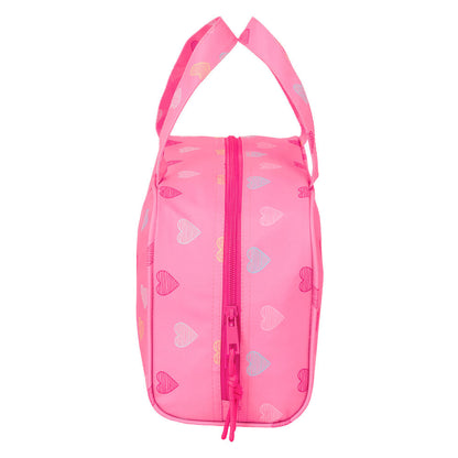 Neceser Heart Benetton rosa con estampado de corazones y dos asas - 3