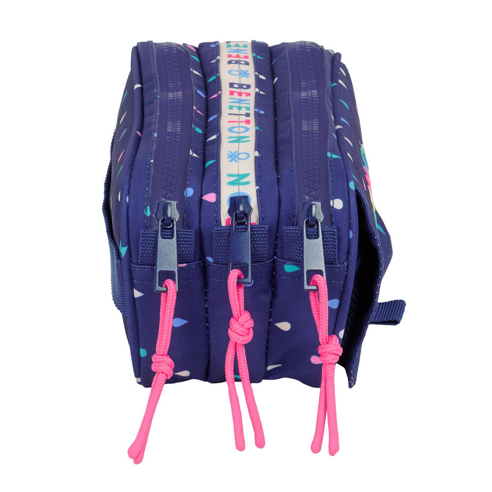 Portatodo triple Benetton azul marino con gotas multicolores - 3