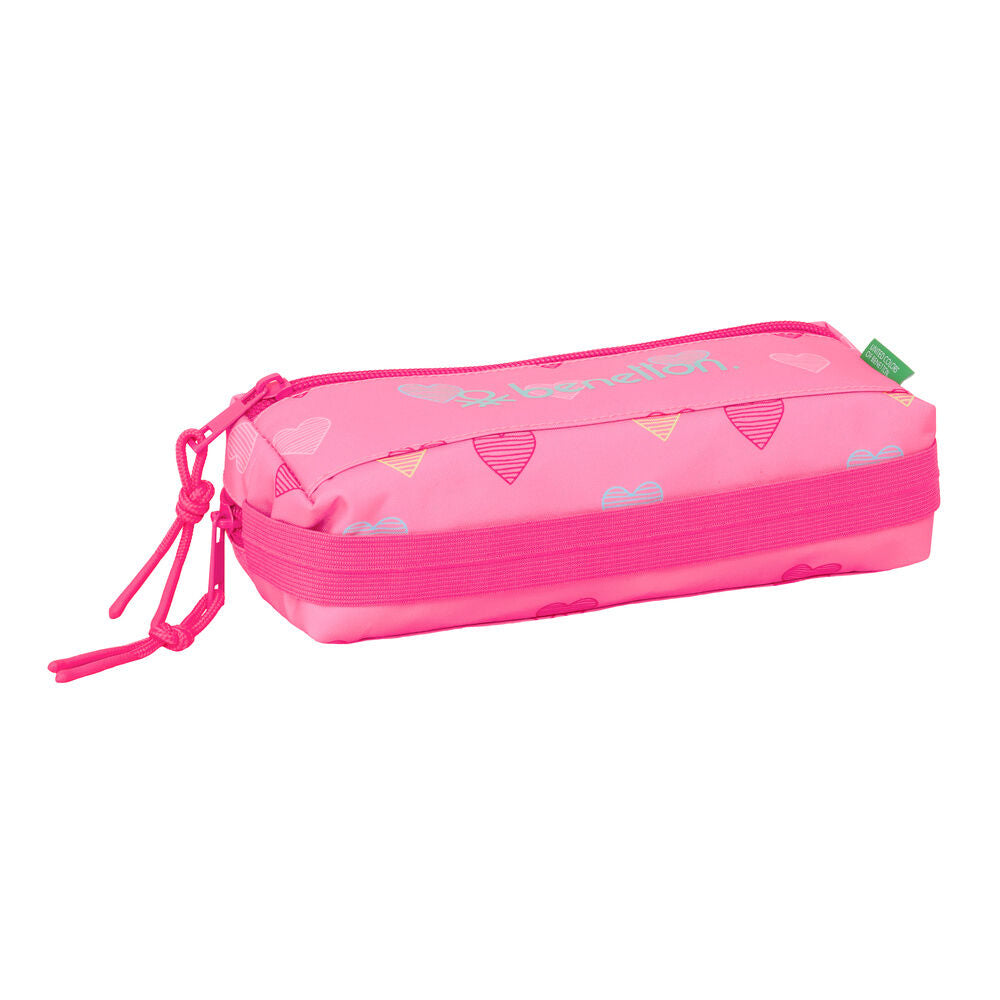 Portatodo triple rosa Heart Benetton con estampado de corazones - 4