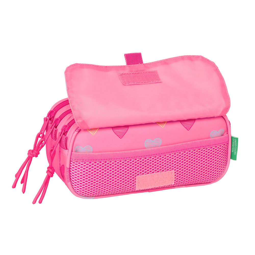 Portatodo triple Heart Benetton rosa con estampado de corazones - 4