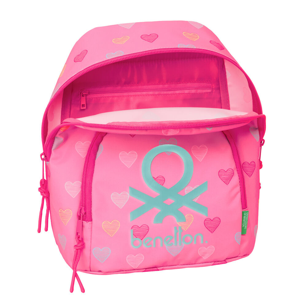 Mochila Heart Benetton rosa con estampado de corazones - 4
