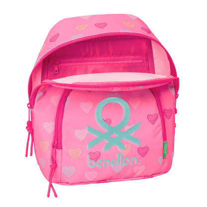 Mochila Heart Benetton rosa con estampado de corazones - 4