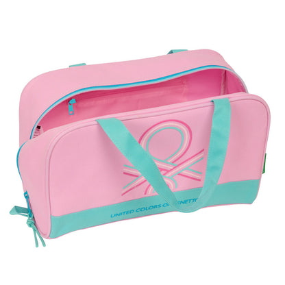 Neceser Dolce Benetton rosa y turquesa con asas de mano - 4