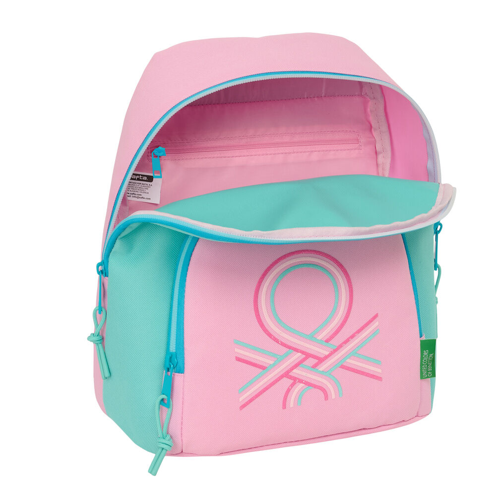 Mochila Dolce United Colors of Benetton rosa y turquesa de 30 cm - 4