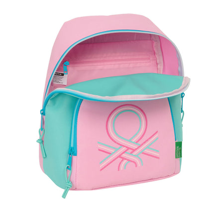 Mochila Dolce United Colors of Benetton rosa y turquesa de 30 cm - 4