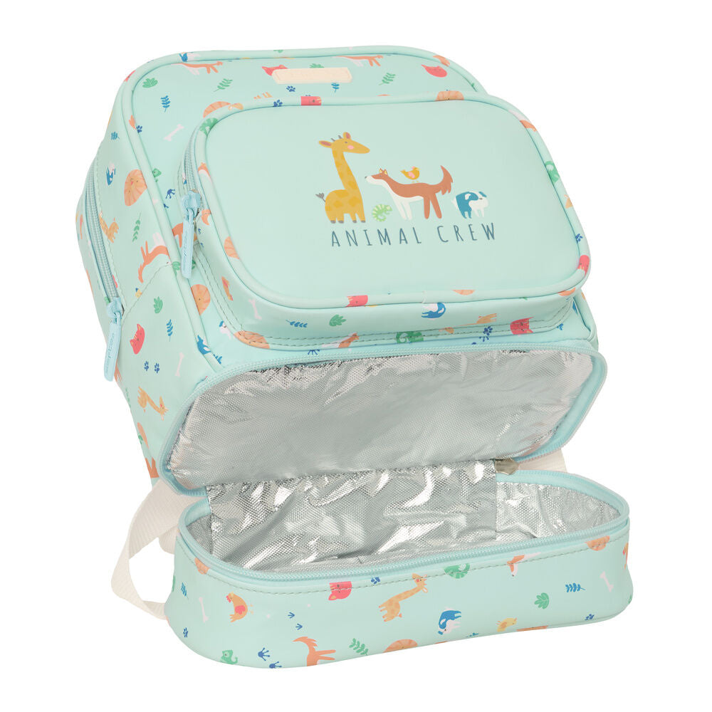 Mochila portameriendas SAFTA Pandi verde menta con estampado de animales - 4