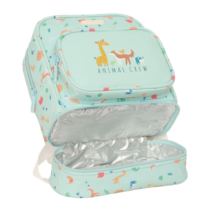 Mochila portameriendas SAFTA Pandi verde menta con estampado de animales - 4