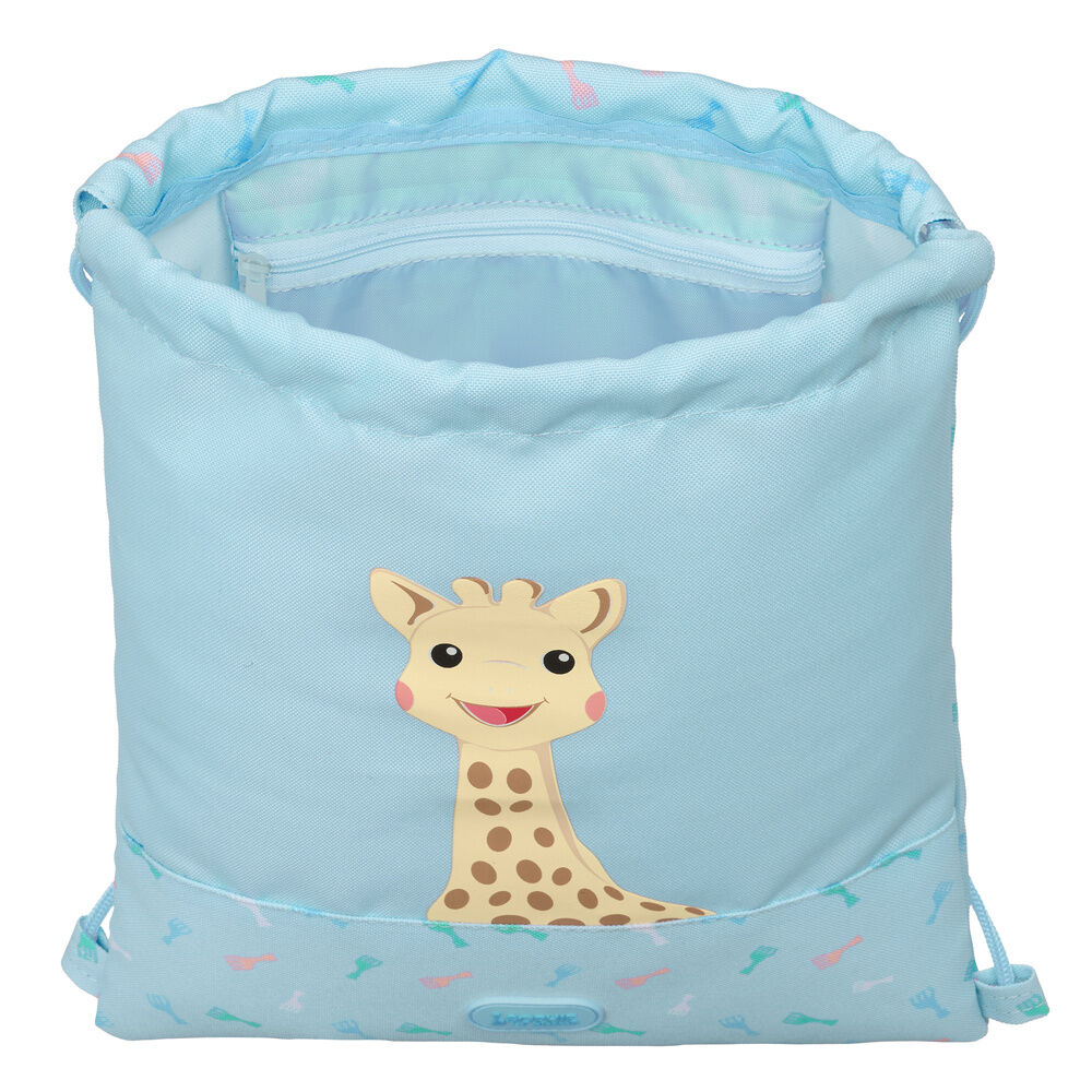 Saco escolar azul SAFTA con ilustración de la jirafa Sophie - 4