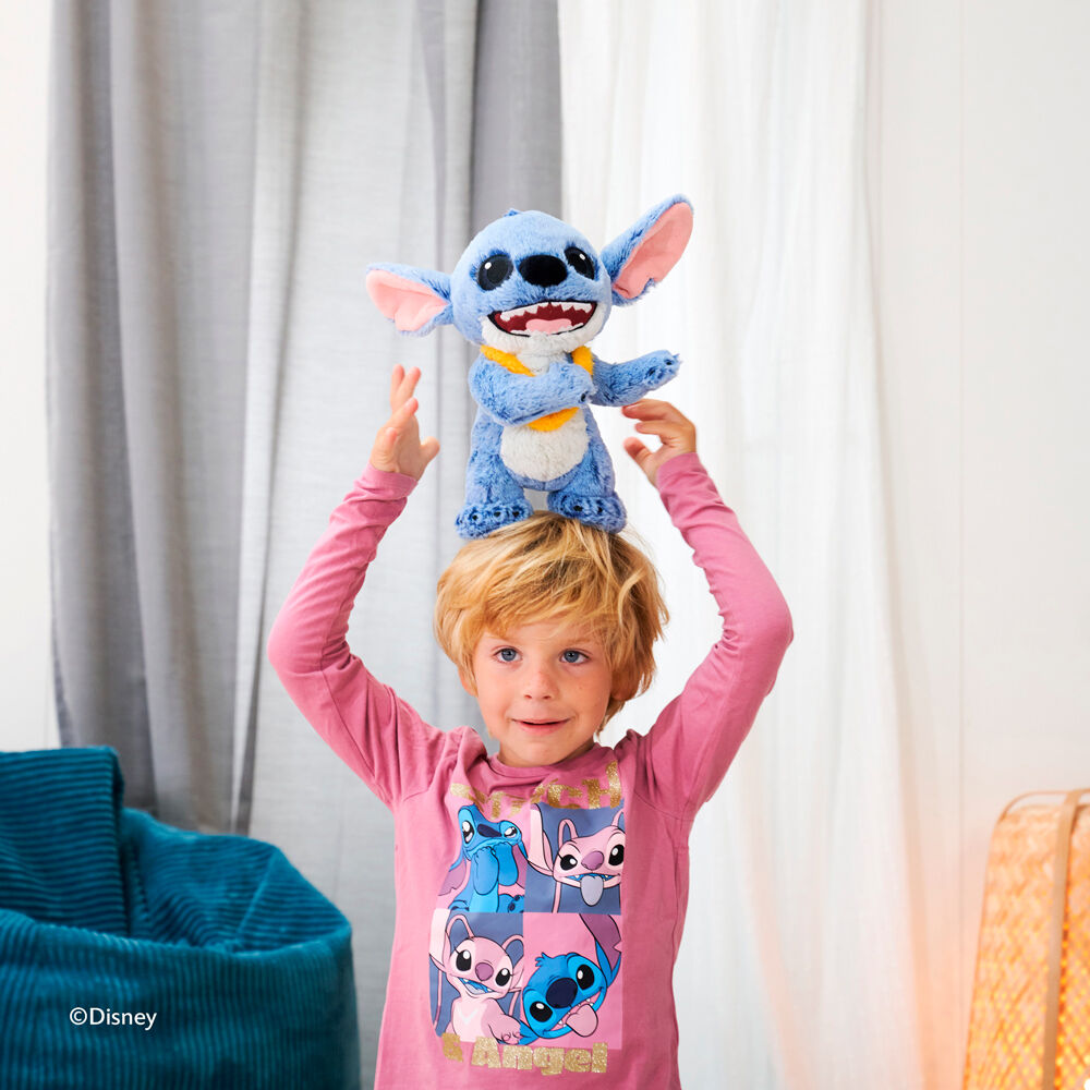 Peluche Stitch azul con lei amarillo de Disney - 4