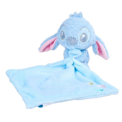 Peluche dou dou azul claro de Stitch con manta y orejas rosas