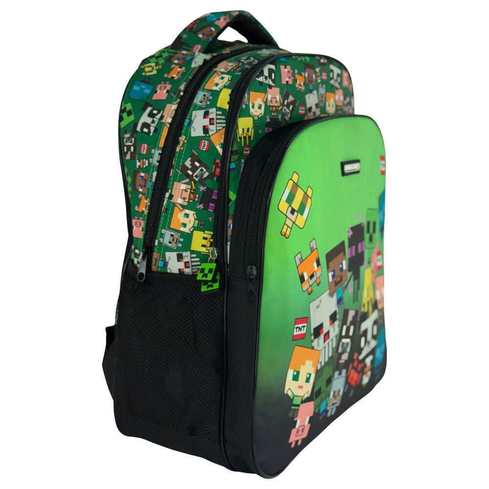 Mochila escolar verde Minecraft Characters con personajes pixelados - 2