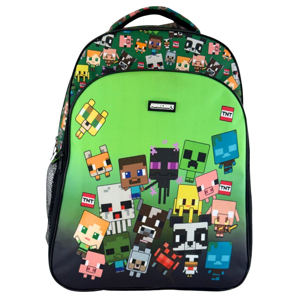 Mochila escolar verde Minecraft Characters con personajes pixelados