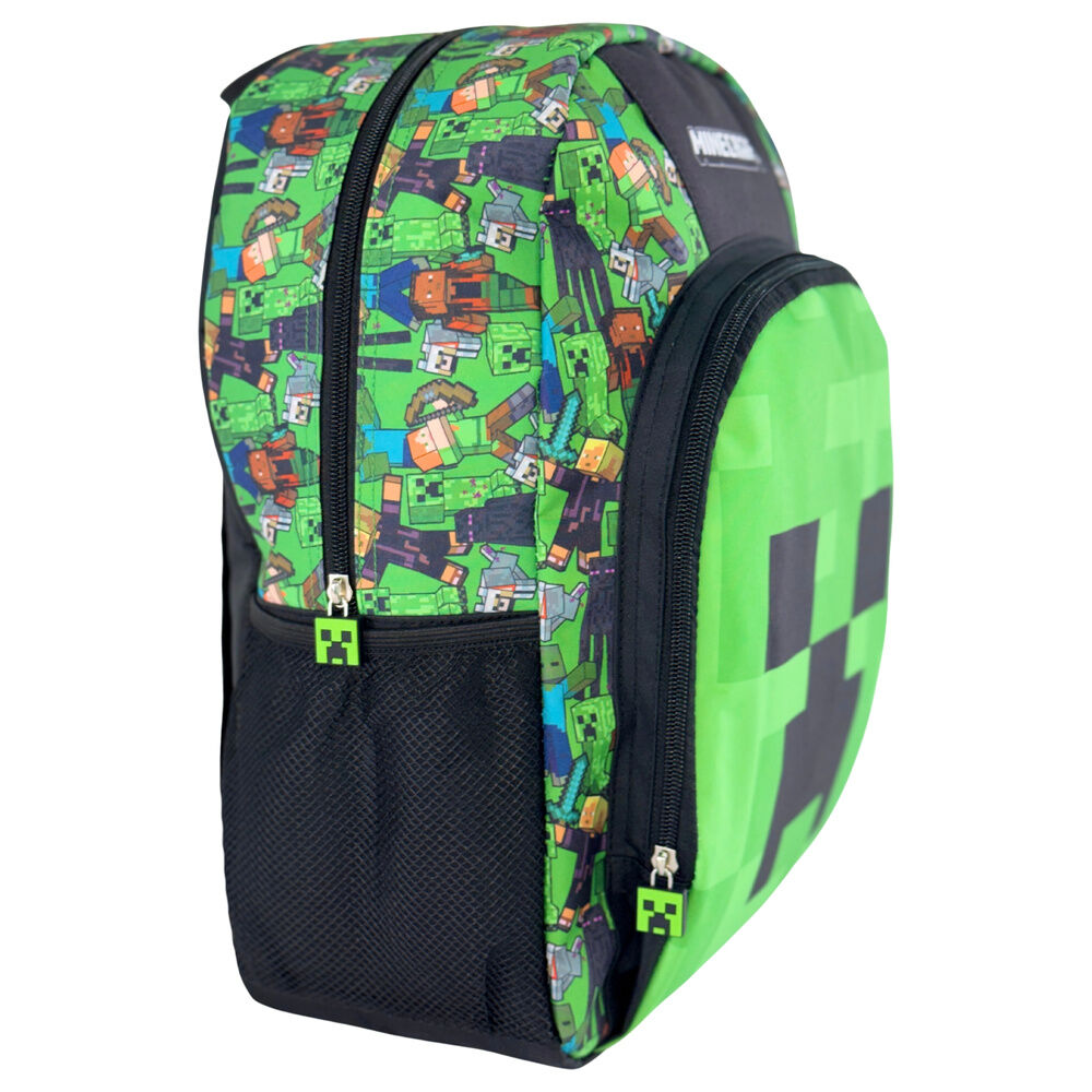 Mochila Minecraft verde con cara de Creeper - 2
