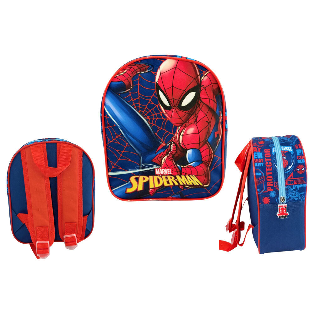 Mochila Marvel Spider-Man roja y azul con diseño de telarañas - 4