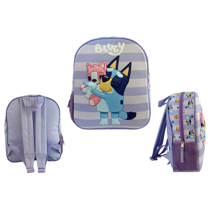 Mochila 3D de Bluey en tonos lila y azul