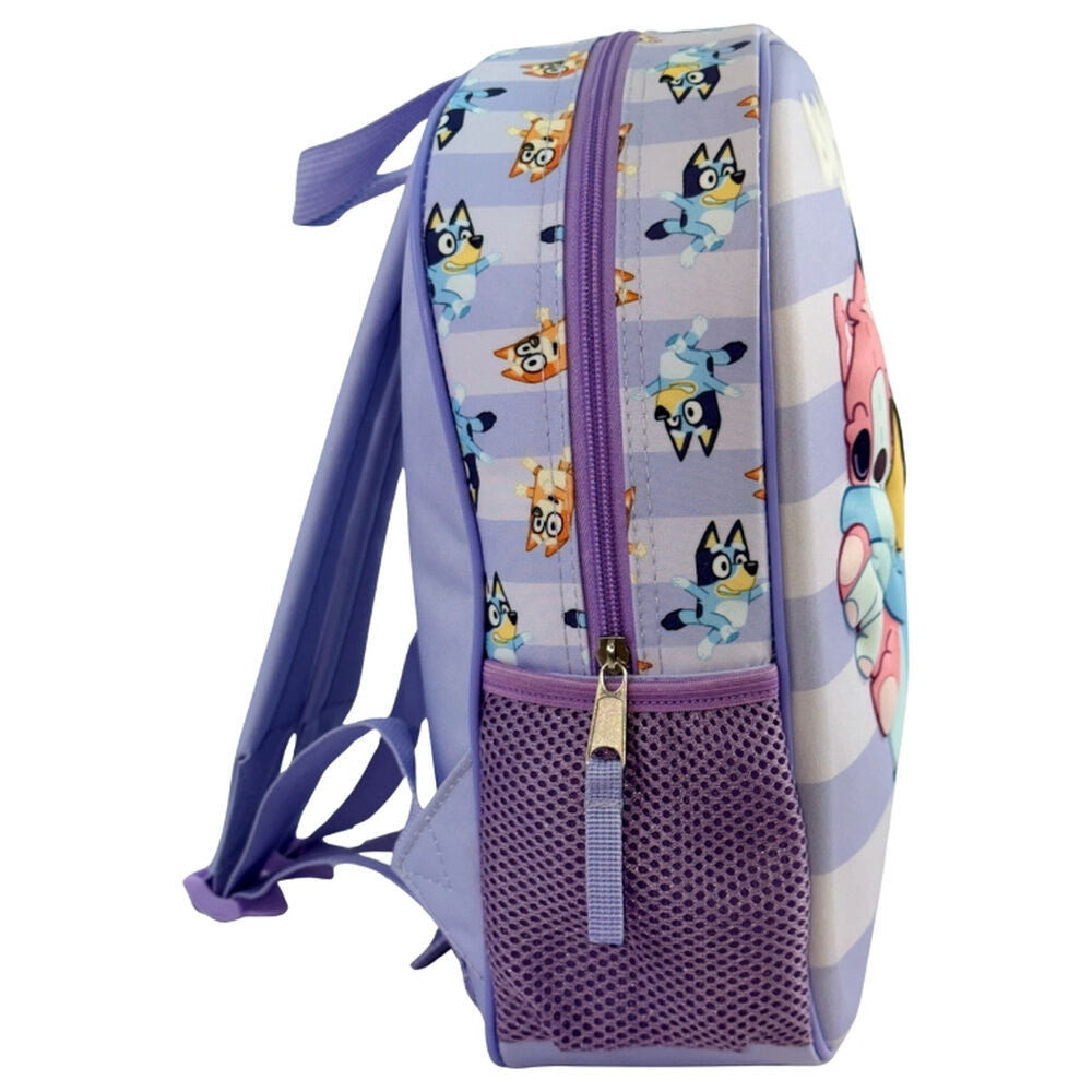 Mochila 3D de Bluey en tonos lila y azul - 3