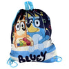 Saco de merienda Bluey con Bluey y Bingo en diseño azul