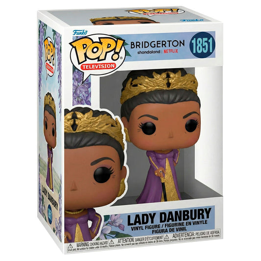 Figura Funko POP de Lady Danbury con vestido morado, tocado dorado y bastón - 2