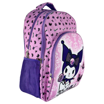 Mochila morada de Kuromi con mariposas y rosas - 3