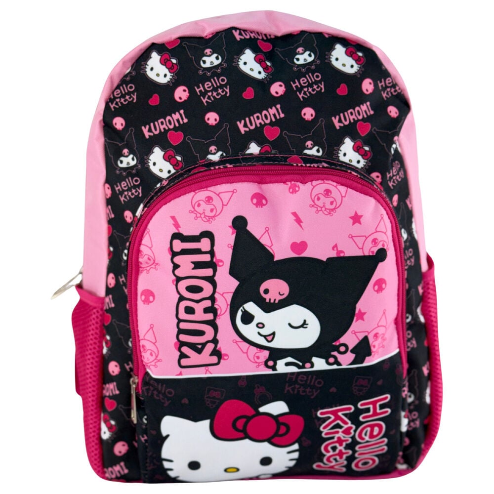 Mochila negra y rosa de Kuromi y Hello Kitty