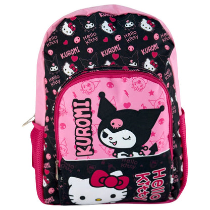 Mochila negra y rosa de Kuromi y Hello Kitty