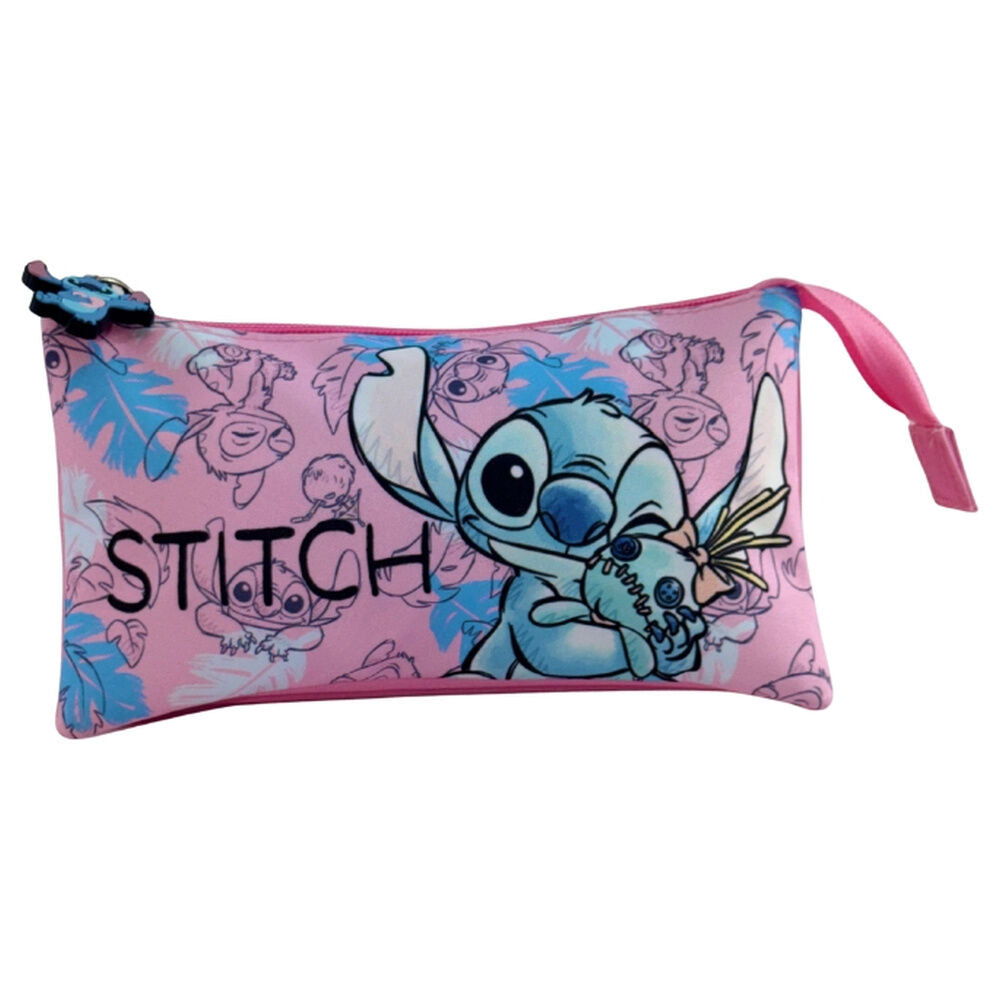 Portatodo triple rosa de Stitch Disney con tres compartimentos - 3