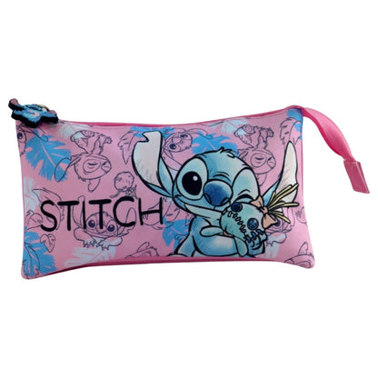 Portatodo triple rosa de Stitch Disney con tres compartimentos - 3