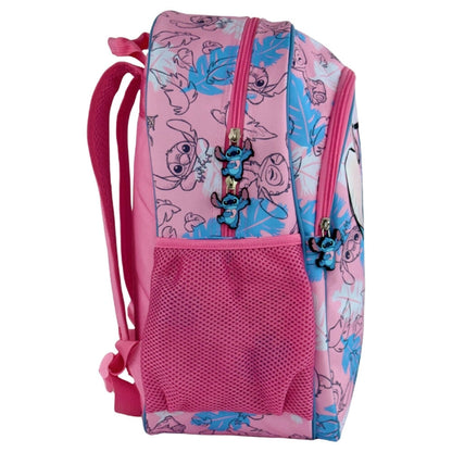 Mochila escolar rosa de Disney Stitch con bolsillos y tirantes regulables - 4