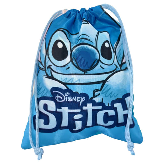 Saco de merienda azul Disney Stitch con cordones