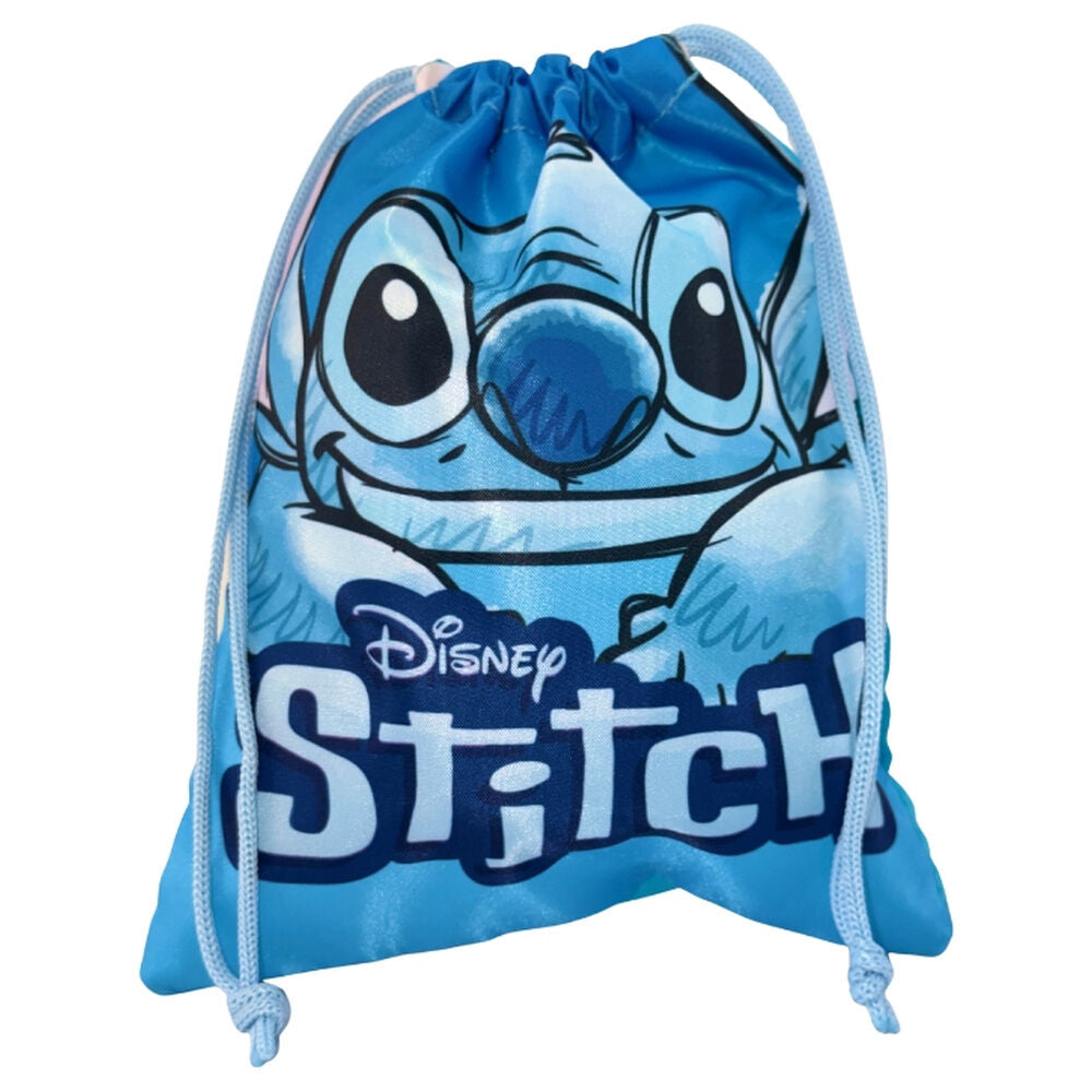 Saco de merienda azul Disney Stitch con cordones
