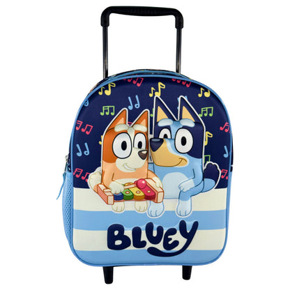 Trolley 3D azul de Bluey y Bingo con ruedas