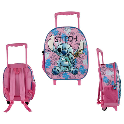 Trolley rosa 3D Doll de Stitch Disney con ruedas y asa extensible