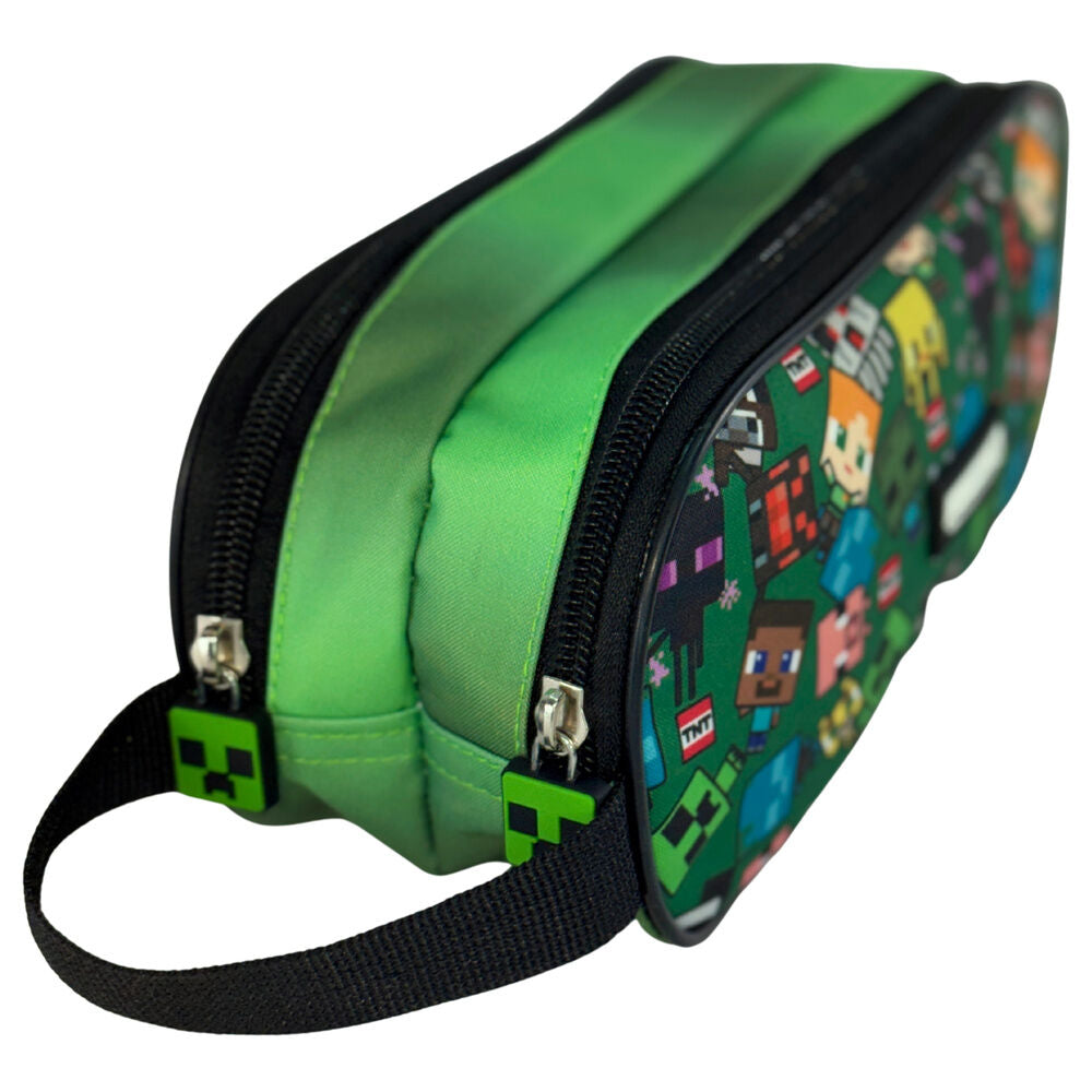 Portatodo triple verde de Minecraft con personajes y cremallera - 2