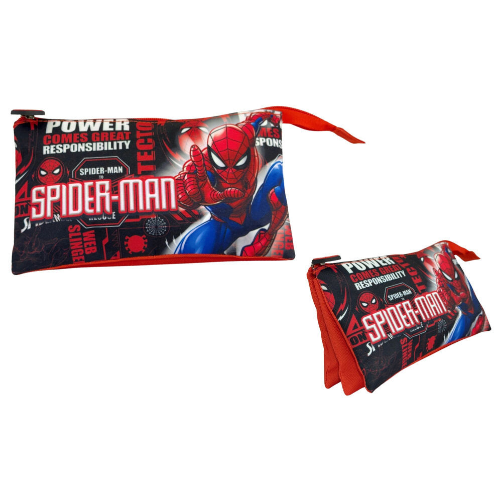 Portatodo triple Spider-Man Marvel rojo y negro - 2
