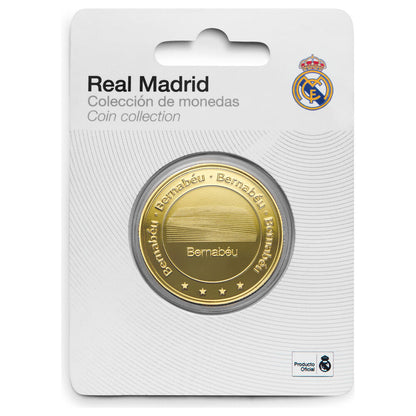 Moneda dorada del Real Madrid y el Bernabéu en cápsula acrílica - 2