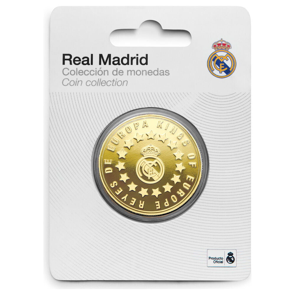 Moneda dorada Kings of Europe del Real Madrid en cápsula acrílica - 2