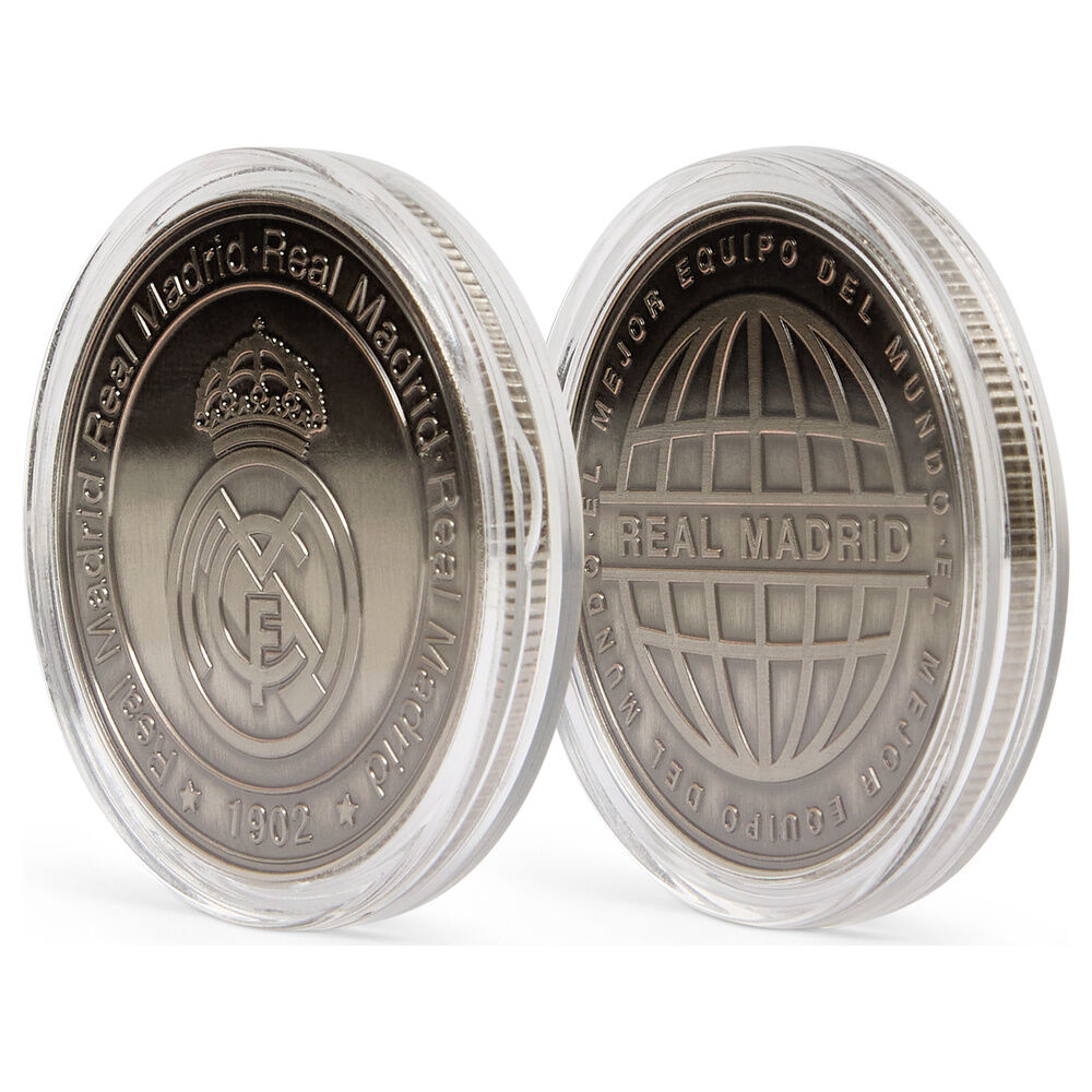 Moneda oficial del Real Madrid en cápsula acrílica con relieve en ambas caras
