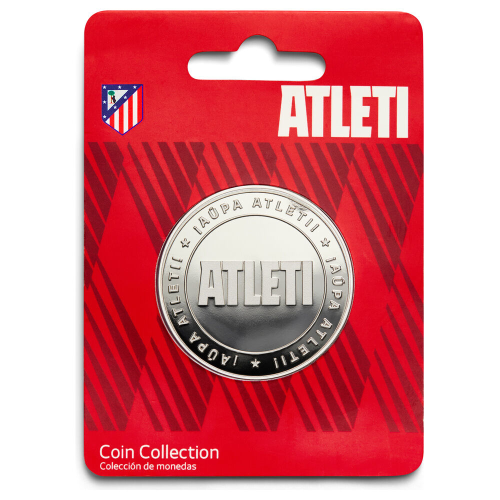 Moneda plateada Atleti del Atlético de Madrid en cápsula y caja de coleccionista