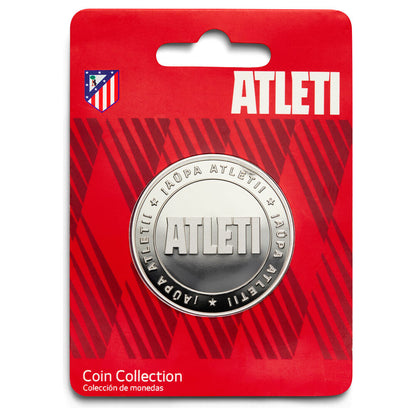 Moneda plateada Atleti del Atlético de Madrid en cápsula y caja de coleccionista