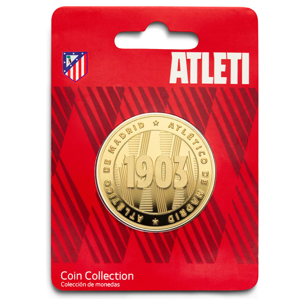 Moneda dorada 1903 del Atlético de Madrid en cápsula