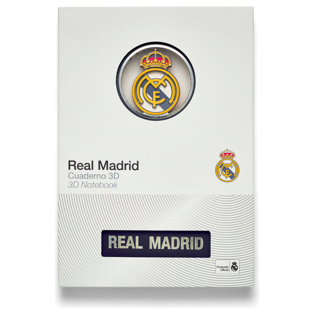 Cuaderno A5 azul oscuro del Real Madrid con escudo 3D - 3