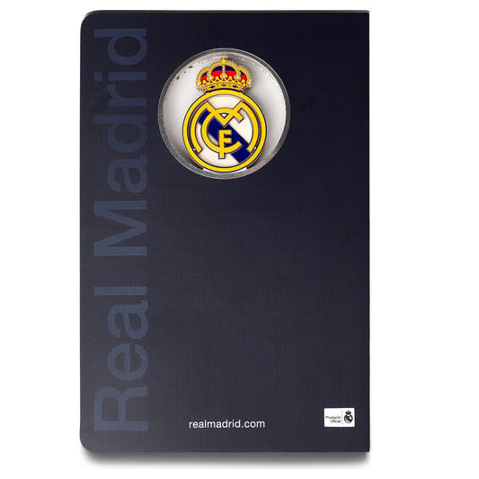 Cuaderno A5 azul oscuro del Real Madrid con escudo 3D - 4