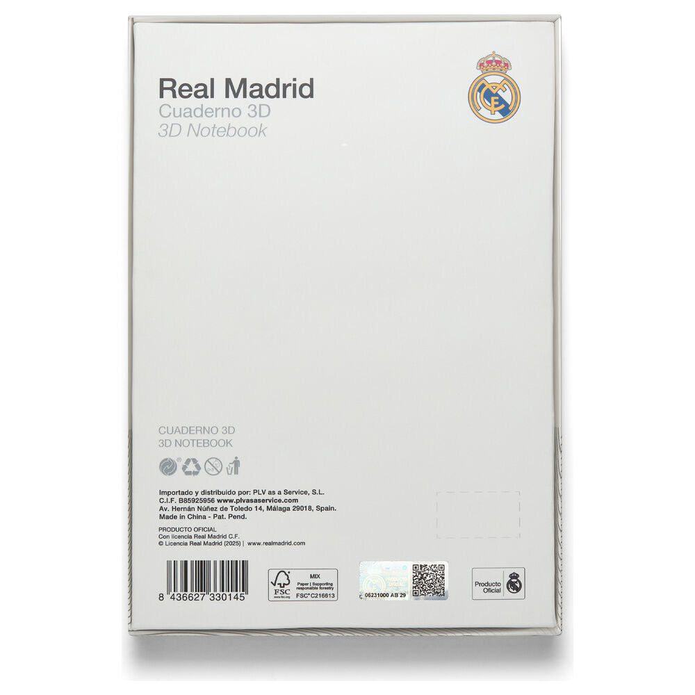 Cuaderno A5 azul oscuro del Real Madrid con escudo 3D - 5