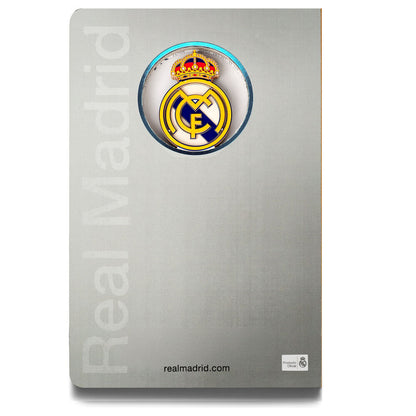 Cuaderno A5 gris del Real Madrid con escudo 3D - 4