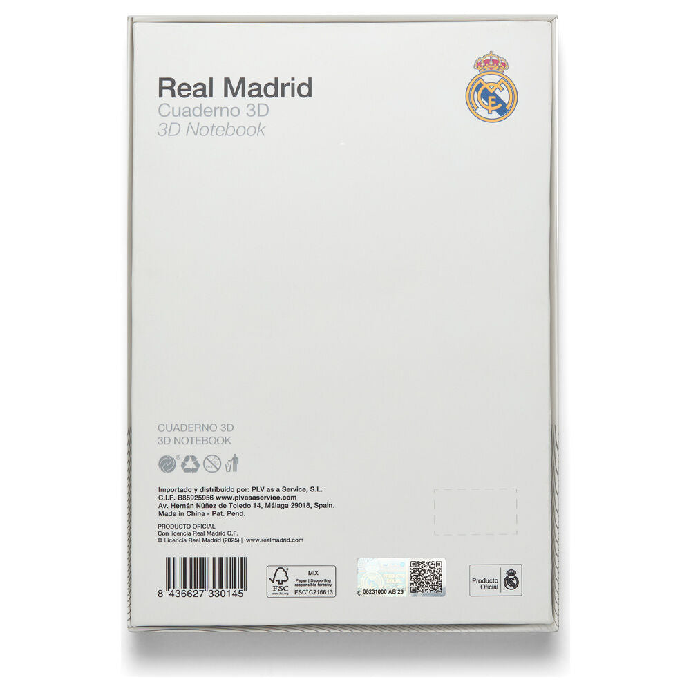 Cuaderno A6 gris del Real Madrid con escudo en relieve 3D - 4