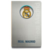 Cuaderno A6 gris del Real Madrid con escudo en relieve 3D