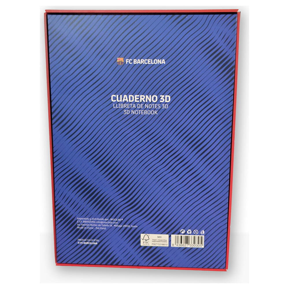 Cuaderno A5 del F.C. Barcelona con portada blaugrana y escudo 3D - 4