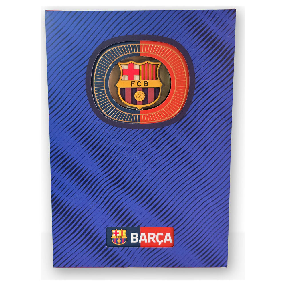 Cuaderno A5 del F.C. Barcelona con portada blaugrana y escudo 3D - 5